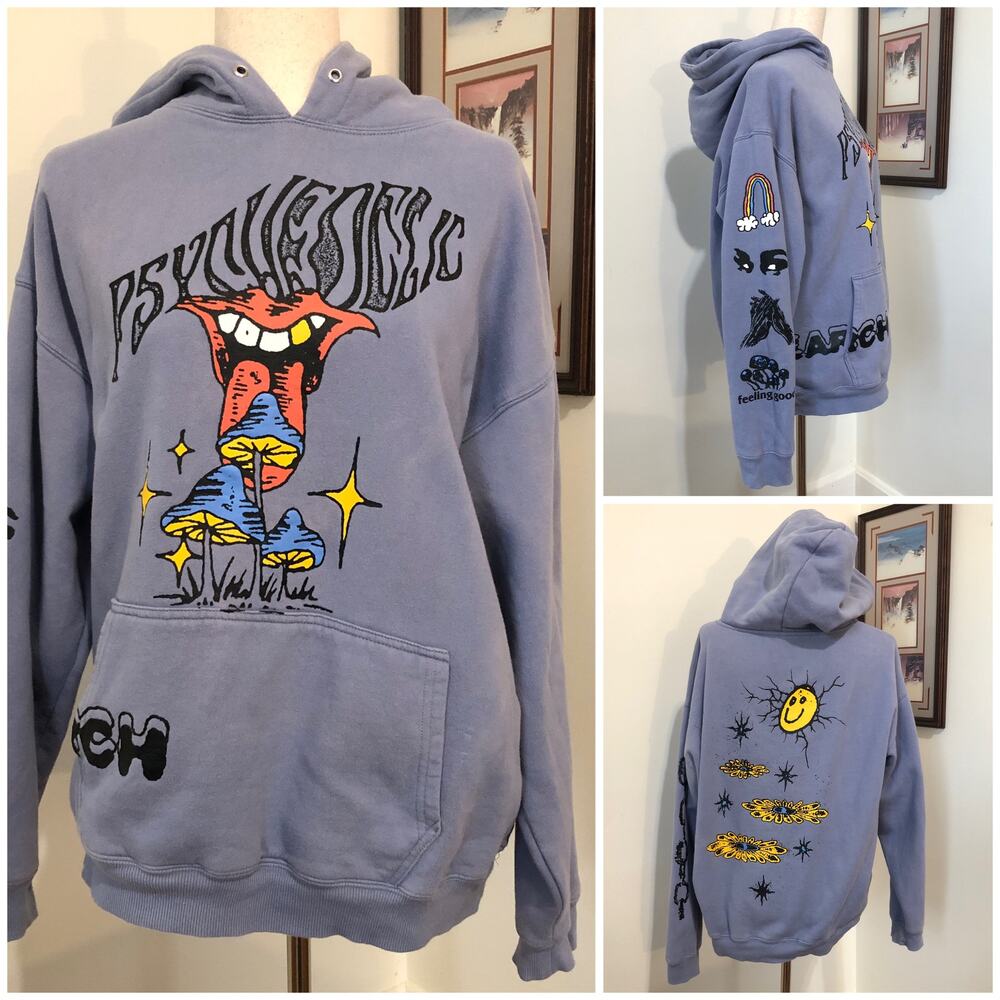 Coney Island Picnic Psychedelic Research Graphic Hoodie Men’s L Organic Cotton